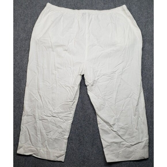 Susan Graver Style Pants Womens 3X White Cotton Capri Stretch Pull On High Rise - Picture 2 of 9